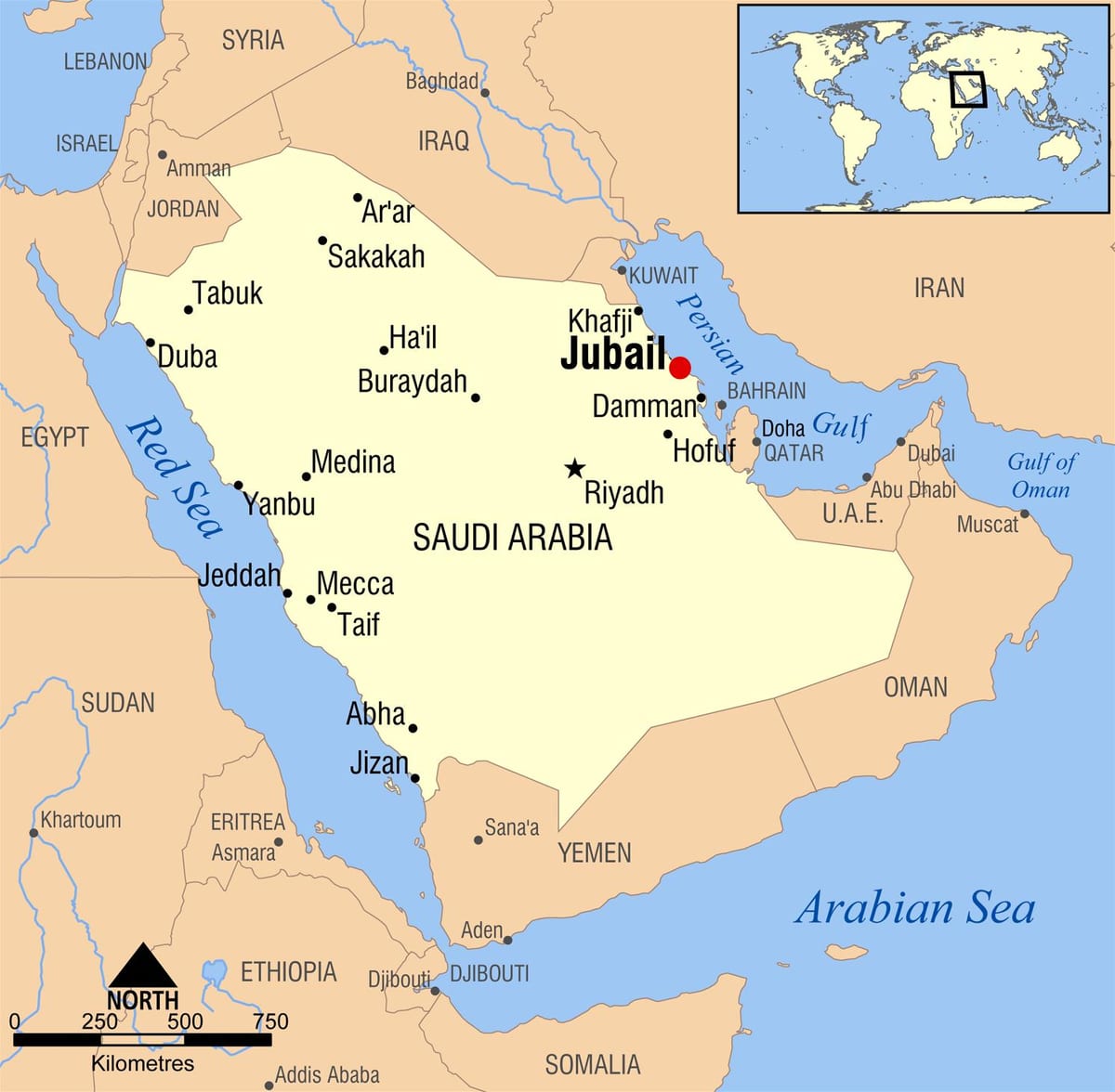 jubail केएसए नक्शा