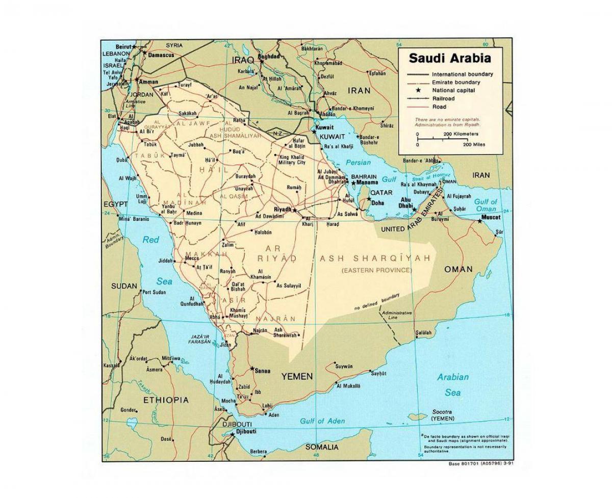 सऊदी अरब के साथ नक्शा प्रमुख शहरों