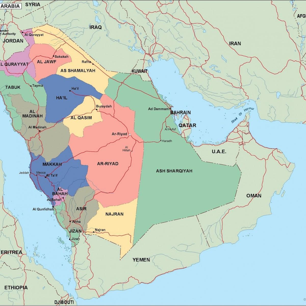 नक्शा सऊदी अरब के शहरों